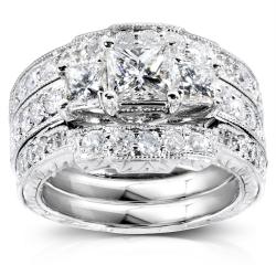 14k White Gold 1 7/8ct TDW Diamond Bridal Ring Set (H-I, I1-I2)