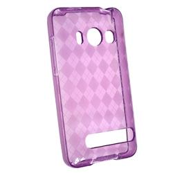 Clear/ Dark Purple Argyle TPU Rubber Case for HTC EVO 4G