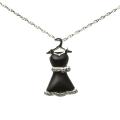 Silver Onyx and 1/10ct TDW Diamond Evening Gown Necklace (I-J, I2-I3)