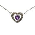 Sterling Silver Amethyst Heart Necklace