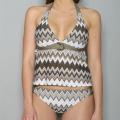 Perry Ellis Women's Zigzag Knit 2-piece Halter Tankini