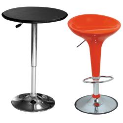 Adjustable Height 3-piece Chrome/ Red Table and Chairs Set