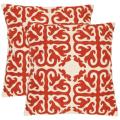 Morrocan 18-inch Embroidered White/ Orange Decorative Pillows (Set of 2)