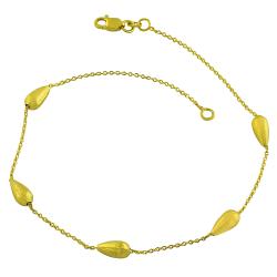14k Yellow Gold 9-inch Satin Teardrop Anklet