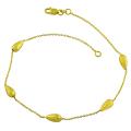 14k Yellow Gold 9-inch Satin Teardrop Anklet