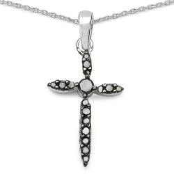 Sterling Silver 1/5ct TDW Black Diamond Cross Necklace