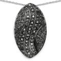 Sterling Silver 1/4ct TDW Black Diamond Marquise Necklace