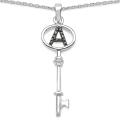 Sterling Silver Black Diamond Accent 'A' Key Necklace