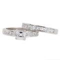 Silvertone Princess-cut Cubic Zirconia Bridal-style Ring Set