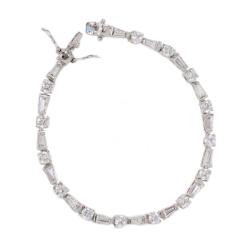 Silvertone Cubic Zirconia Tennis Bracelet 