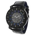 Geneva Platinum Men's Rhinestone-accented Genuine Leather Watch