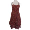 Women's Cotton Pink Floral Adjustable Strap Ruffle Dress (Nepal)