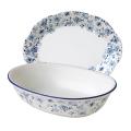 Pfaltzgraff Blue Meadows Oval Ruffled Platter and Vegetable Bowl Serving Set