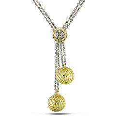 18k Two-tone Gold Lariat-style Ball Drop Necklace