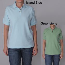 ADI Ultra Women's Double Pique Short-sleeve Buttoned Neck Polo Shirt