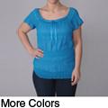 Journee Collection Women's Plus Smocked Detail Short-sleeve Top