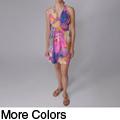 Good Times Junior's Smocked Waist Floral Halter Dress