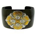 Black and Two-tone Stainless Steel Clear Crystal Cuff Bracelet