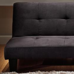 Bento Black Microfiber Suede Mini Futon Sofa Bed
