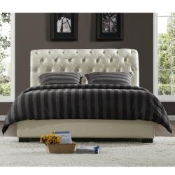 Castela Soft White Faux Leather Queen Bed