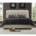 Castela Soft White Faux Leather Queen Bed