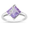 Sterling Silver Square-cut Amethyst Fashion Ring