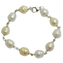 Pearls For You Sterling Silver Pastel Freshwater Pearl Bracelet (9-9.5 mm)