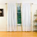 White 84-inch Rod Pocket Sheer Sari Curtain Panel Pair (India)