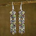 Sterling Silver 'Gem Cascade' Multi-gemstone Earrings (India)