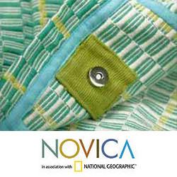Cotton 'Emerald Honeycomb' Medium Tote Handbag (Guatemala)