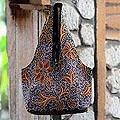 Cotton 'Florid Forest' Medium Beaded Batik Shoulder Bag (Indonesia)