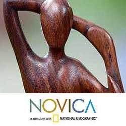 Wood 'Yoga Stretch' Sculpture (Indonesia)