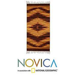 Mexican Hand-loomed 'Dunes' Zapotec Wool Rug (2.5' x 5')
