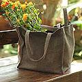Cotton 'Square Black' Medium Shopping Bag (Thailand)