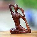 Wood 'Yoga Stretch' Sculpture (Indonesia)