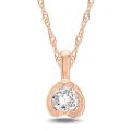10k Pink Gold 1/4ct TDW Diamond Solitaire Necklace (G-H, I2-I3)