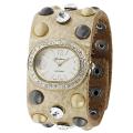 Geneva Platinum Women's Rhinestone-accented Studded Leather Snap Watch