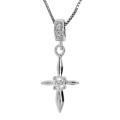 Sterling Silver White Cubic Zirconia Tiny Cross