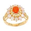 Gold over Silver Fire Opal and Australian Opal Fashion Ring