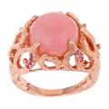 Rose Gold over Silver Pink Opal and Pink Sapphire Fashion Ring
