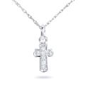 14k White Gold Diamond Accent Mini Charm Size Cross Necklace