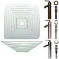 Geyser Tempered Glass Frosted Clear Bathroom Vessel Sink Faucet Combo