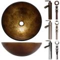 Geyser Tempered Glass Brown-gold Bathroom Vessel Sink Faucet Combo