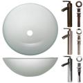 Geyser Tempered Glass Frosted Bathroom Vessel Sink Faucet Combo
