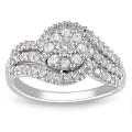 14k White Gold 3/4ct TDW Diamond Cluster Ring (I-J, I2-I3)