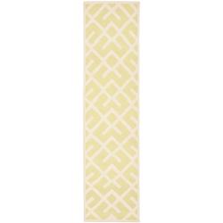 Handmade Light Green/ Ivory Dhurrie Wool Runner (2'6 x 10')