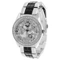 Geneva Platinum Women's Rhinestone-accented Flower Link Watch