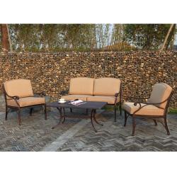 Brown 4-piece Cast Aluminum Outdoor Conversation Set