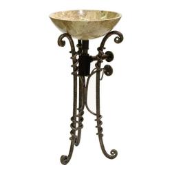 DreamLine Wrought Iron Stand with Emperador Light Natural Stone Vessel Sink