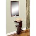 DreamLine Wood Base Vanity/ White Travertino Stone Sink/ Mirror Combo